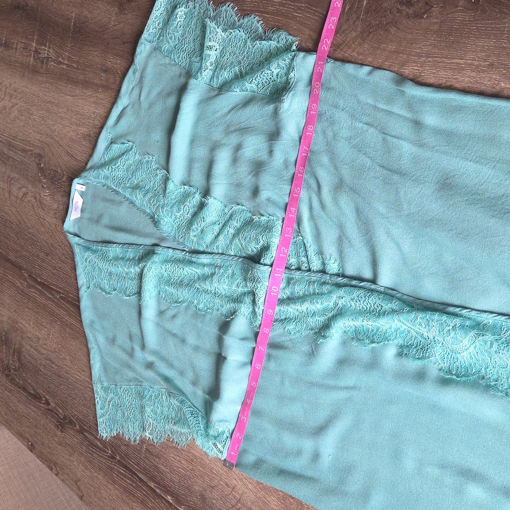 FRETTE Vestaglia Aqua Teal Eyelash Lace Trim Dressing Gown Kimono Cardigan Small - Picture 7 of 10